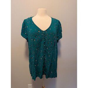 Torrid size 3XL Emerald Green Leopard Corset Back Blouse